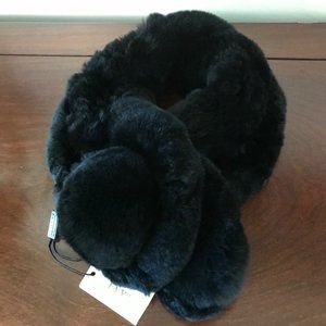 Jayley Collection Glossy Black Real Fur Neck Scarf
